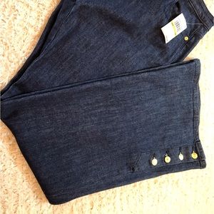 Michael Kors NWT Flare Dark Wash Jeans 14 new Denim Slacks Large Button Detail